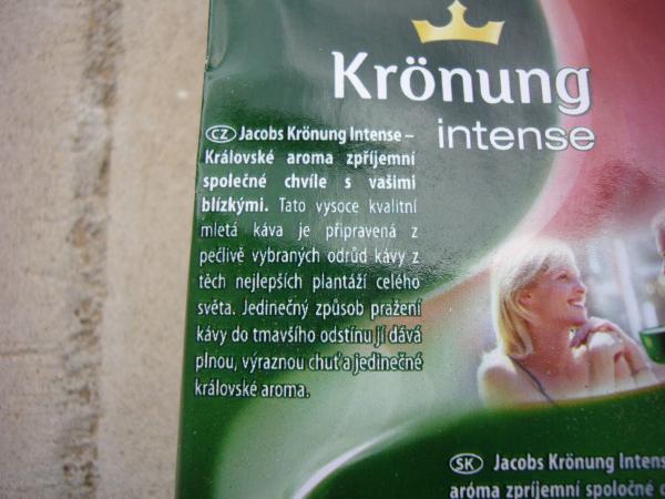 Jacobs - Krönung Intense 250g - zadní strana